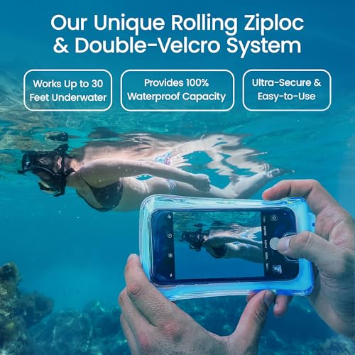 AquaVault Floating Waterproof Phone Pouch Case Universal for iPhone Android - color: Blue