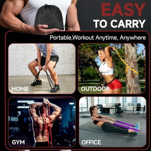Pull Up Assistance Bands, Heavy Duty Exercise Bands for Working Out - color: yellow+red+black+purple+green