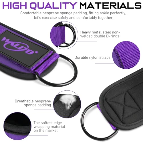 Ankle Straps for Cable Machines, Leg Straps for Glute Kick Back Accessories - color: Purple