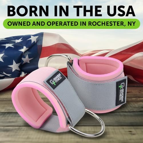 Ankle Straps for Cable Machines, Adjustable, 2 Pack - style: Gray / Pink 1 D-Ring