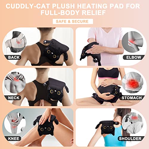 Microwave Heating Pad for Period Cramps Pain Relief, 16"×12", Black Cat - size: Black Cat