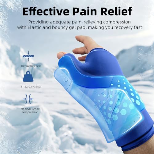 Thumb & Wrist Ice Pack Wrap, Thickened Ice Gel Pad, Reusable Hand Ice Pack with Long-Lasting Hot & Cold Therapy for Carpal Tunnel Relief, Arthritis Pain, Post-Surgery, Computer Overuse Recovery - color: Blue, size: L/XL