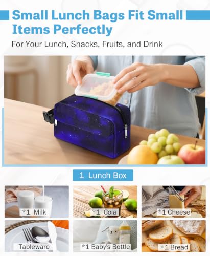 Small Insulated Lunch Bag: Reusable Small Lunch Box, Mini Soft Cooler Bag - color: Starlit Sky