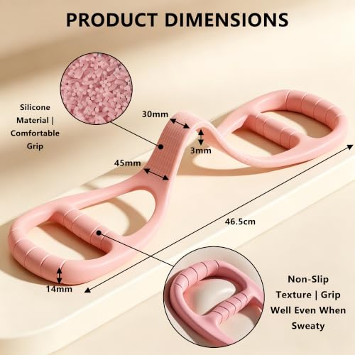 20/25/35lb Elastic Silicone Figure 8 Resistance Bands with Handles - color: Pink