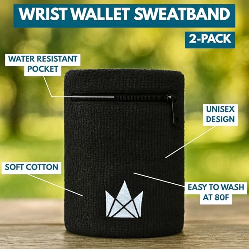 The Friendly Swede Wrist Wallets for Men & Women, Zipper Pocket, 2-Pack - color: Black - S