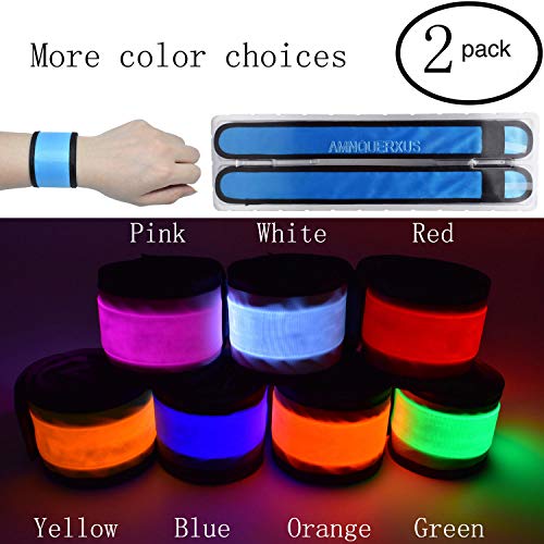 LED Glow Slap Bracelets Light Up Wristbands Flashing Arm Wrist Bands High Visibility Safety Gear Lights for Cycling Walking Running Concert Camping Outdoor Sports, Fits Women Men - color: 2 Pack - Blue