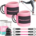 Ankle Resistance Bands w/Cuffs, Ankle Weights Women Booty Workout Equipment - color: Pink