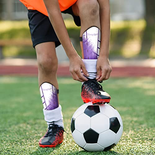 Shin Guards Soccer Youth Kids Boys Girls Toddler Shin Pads Child EVA Cushion Protection Reduce Shocks Injurie Calf Protective Gear Suitable for 4 5 6 7 8 9 10 11 12 Years Old - color: Purple+White Ankle, size: Small