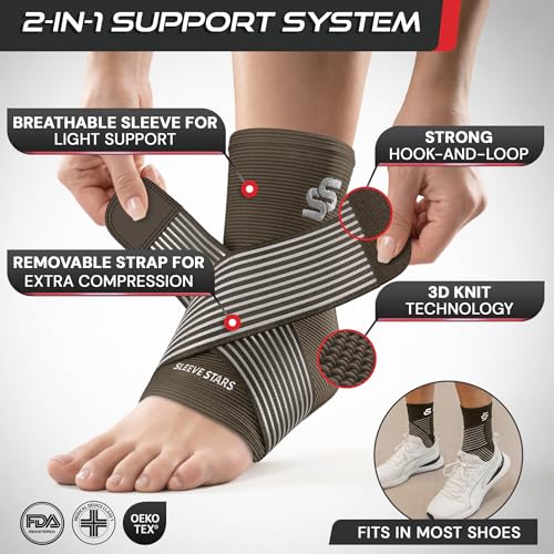 Sleeve Stars Ankle Brace Men & Women Support (Single/M:10"-12"/Dark Brown) - color: Dark Brown, size: Medium