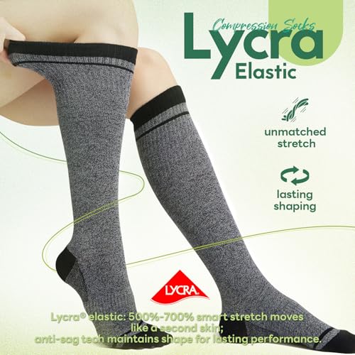 Compression Socks Women & Men 15-20 mmHg for Flying - color: I5-3pairs (Light Gray), size: Small-Medium