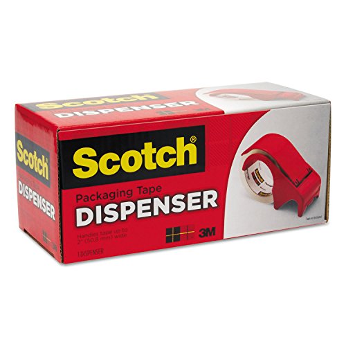 Scotch DP300RD Compact and Quick Loading Dispenser for Box Sealing Tape, 3-Inch Core, Plastic, Red
