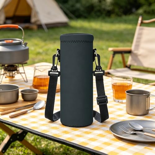 AMARY 750ML Neoprene Water Bottle Carrier Bag with Adjustable Shoulder Strap,Insulated Water Bottle Cover for Stainless Steel/Glass/Plastic Bottles 24OZ (AM-24-750-3) - color: AM-24-750-3