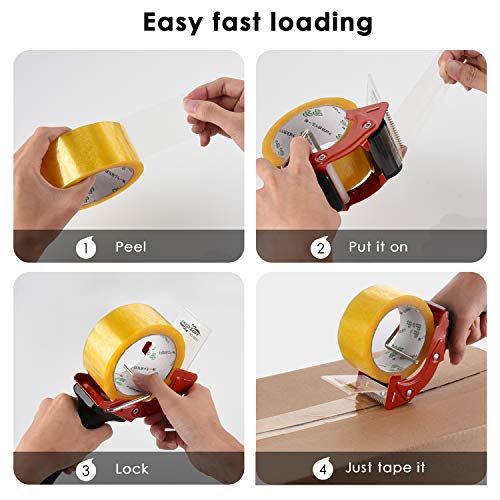 3 Pack 2 inch Tape Gun for Packing Boxes Packaging Tape Dispenser with Quick Load for Packaging and Box Sealing Industrial Durability (Blue White Red)