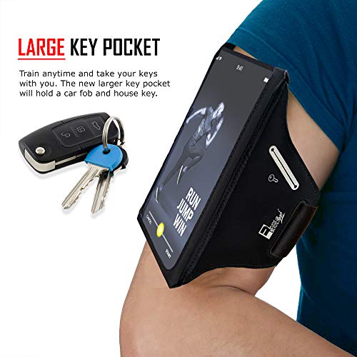 RevereSport Waterproof Running Armband for Phone with Case On (Otterbox, Lifeproof). Sports Phone Holder for iPhone 17/16/15/14/13/12/Max/Plus/Pro/AIR & Samsung S25/S24/S23/S22/S21/S20/Ultra (Large) - size: Large - 7"
