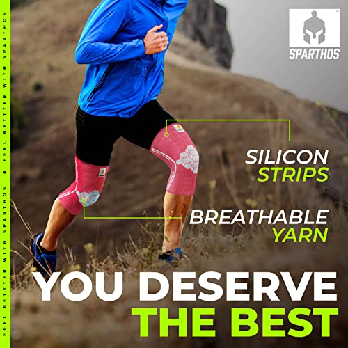 Sparthos Knee Brace for Men, Knee Compression Sleeve for Women - Pink-M - color: Flamingo Pink