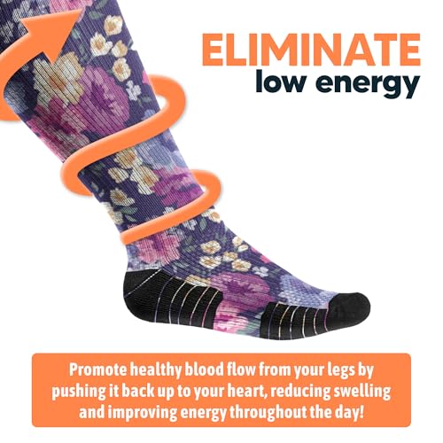 Viasox 3 Pack Compression Socks Women & Men, Circulation Support, 12-15mmHg Neuropathy, Paws & Petals, L - color: Paws & Petals, size: Large