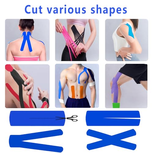 SOON GO Kinesiology Tape, 2IN x 16.4FT Uncut Athletic Tape, Waterproof Breathable Latex-Free, Muscle Recovery & Joint Support, Dark Blue (1/2/5 Rolls) - color: Dark Blue, size: 1 Count (Pack of 1)