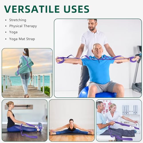 Abiarst Stretching Strap Yoga Straps for Physical Therapy, 10 Loops Non-Elastic Stretch Band for Pilates, Flexibility, Exercise and Gymnastics - color: 1-Pack (Purple)