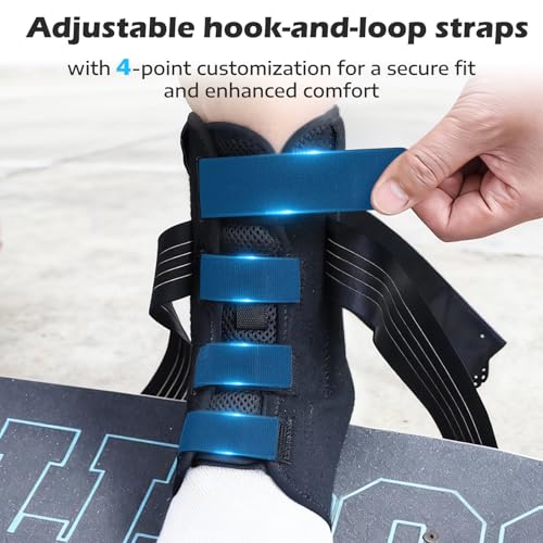 Ankle Brace for Sprained Ankle, 2 Removable Splints, Figure 8 Strap - size: Large（Shoe Size-Women 11-14 Men 11-14）