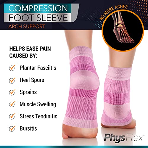 Ankle Brace Socks - Ankle Compression Sleeve - Foot Brace for Women & Men - color: Pink, size: Small