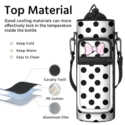 Water Bottle Holder with Strap, 18-32oz Water Bottle Carrier Sling Bag - color: Bow