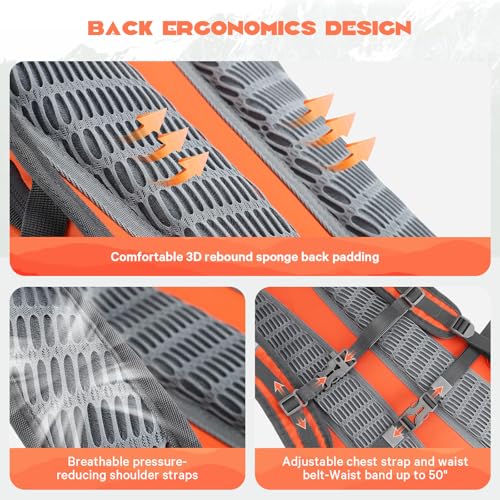 Maelstrom Lightweight Hydration Hiking Backpack with 2L/3L Water Bladder - color: 2.Orange, size: 2L Bladder