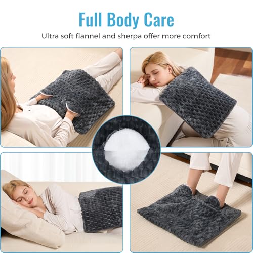 Electric Heated Foot Warmer Soft Flannel Foot Heater with 2h Auto Off & 3 Heat Levels Full Body Use Heating Pad for Feet, Abdomen, Cramps, Pain Relief Pocket Design 16" x 22" - color: Dark Grey