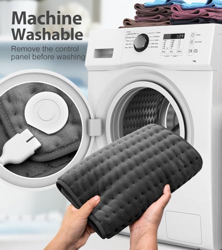 VALGELUIK Heating Pad for Back Pain Relief, 12"x24" Electric Heat Pad Gifts - color: Deep Gray, size: 12 Inch x 24 Inch