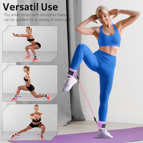 Ankle Resistance Bands w/Cuffs, Ankle Weights Women Booty Workout Equipment - color: Purple