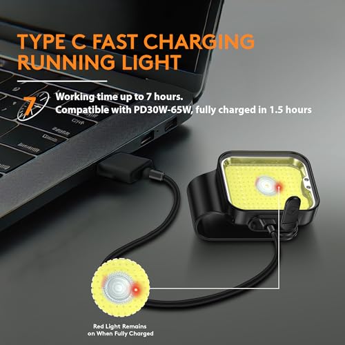 Yls Running Lights for Runners, Rechargeable Clip on Light with 12 Lighting Modes, LED Night Safety-Light for Walking, Camping, Hiking, Jogging, Outdoor Adventure, Black - color: Black