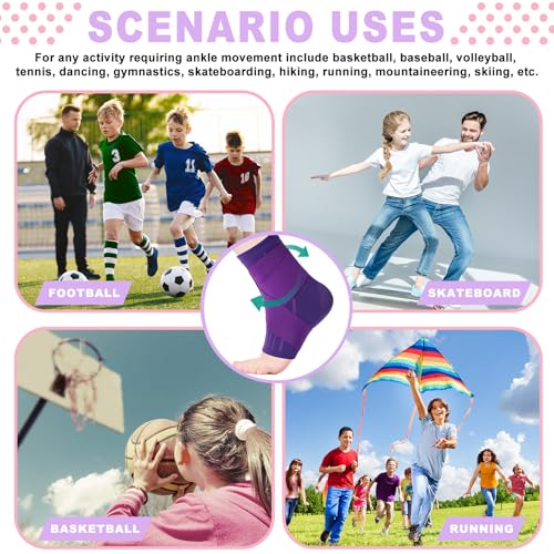 Tarpop 1 Pair Kids Ankle Brace Compression Support,Dark Purple,Small - color: Purple, size: Small
