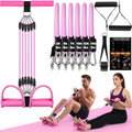 Arrowbash Upgrade 6 Tubes Foot Pedal Resistance Band Adjustable Pedal Puller Resistance Band with Handle Multifunction Fitness Bands for Men Women Abdomen Arm Leg Stretching - color: Pink, size: 150 Lbs