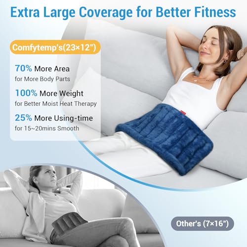 Comfytemp Large Microwavable Moist Heating Pad for Back, 12" x 22", 3.6 lb