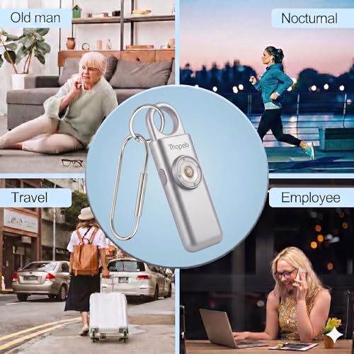 Thopeb Personal Safety Alarm for Women – Upgraded Rechargeable - color: Metallic Silver