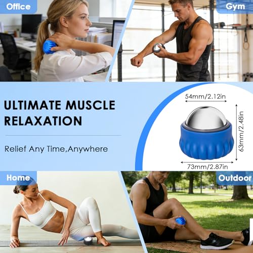 Massage Ice Roller Ball Cold & Heat Therapy Pain Relief Myofascial Release - color: Blue