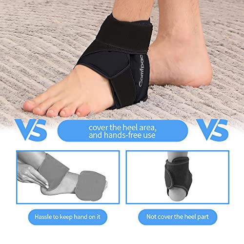 Comfpack Ankle Ice Pack Wrap for Swelling, FSA Eligible, 2 Pack - color: Black-2 Pack