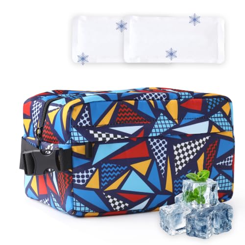 Leakproof Freezable Snack Bag Reusable Cooler Insulated Lunch Box - color: Multicolored Triangle