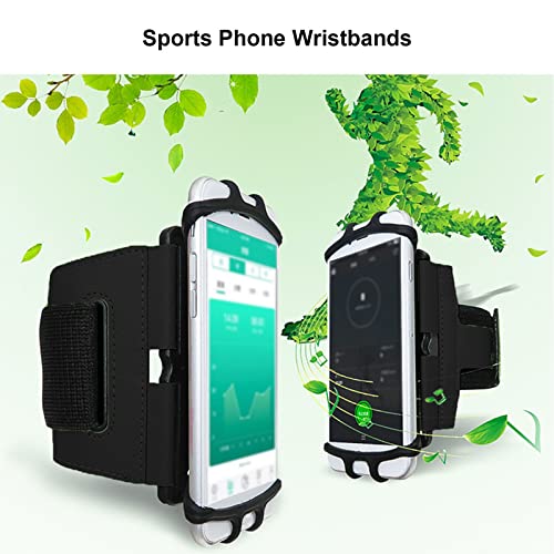 360 Rotatable Phone Holder for Running Armband with Headphone Data Cable Storage Layer, Breathable Sweat Proof Smart Phone Armband for 4-6.7 Inch Phone, Silicone Arm Band