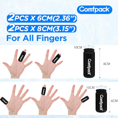 Comfpack 4PCS Finger Sleeves Gel Ice Pack for Pain Relief, Hot Cold Therapy - color: Black