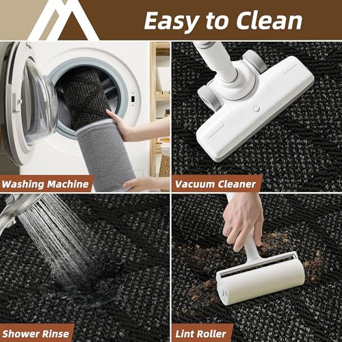 COSY HOMEER Kitchen Rugs, 2 PCS Kitchen Mats Non Slip Washable,Black - color: Black, size: 24"x36" + 24"x60"