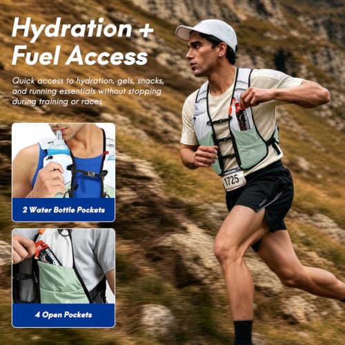 Haimont 5L Trail Running Hydration Vest with Soft Flasks - color: Green, size: Medium