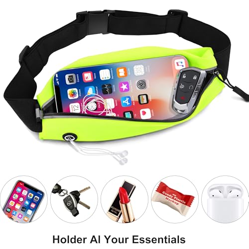 Running Belt Fanny Pack Men and Women Slim Running Bag Money Belt - color: Kelly Green