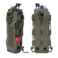 Tactical Molle Water Bottle Pouch & Adjustable Radio Holster Pouch Holder - color: Army Green