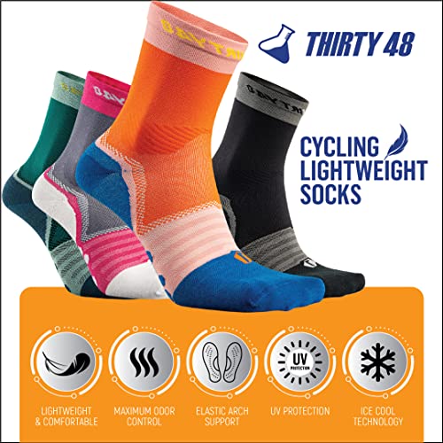 Thirty48 Cycling Socks with S.Café Fabric For Men and Women 3 Pairs - color: Green/Grey [3 Pairs], size: Small