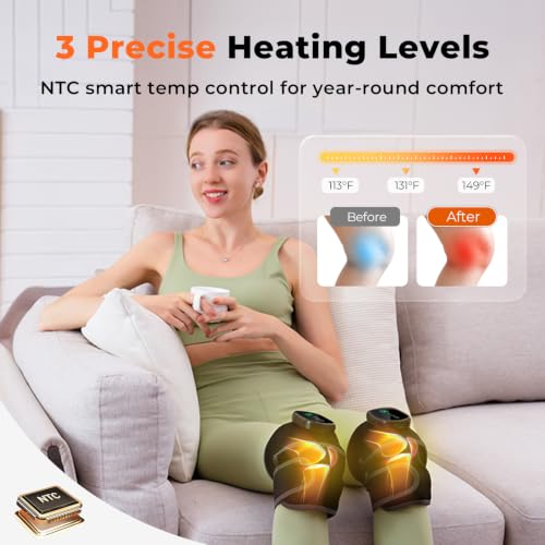 HOMRELEXA Cordless Heated Knee Massager, 3-in-1 Knee Heating Pad, Black 1PC - color: Black-gray 1pc