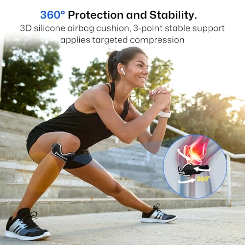 Healrecux Patellar Tendon Support Strap, Silicone Patella Knee Strap, Non-Slip Patella Stabilizer Knee Band for Jumpers Knee, Tendonitis, Basketball, Volleyball, Squats - Black 2 Pack - color: Black