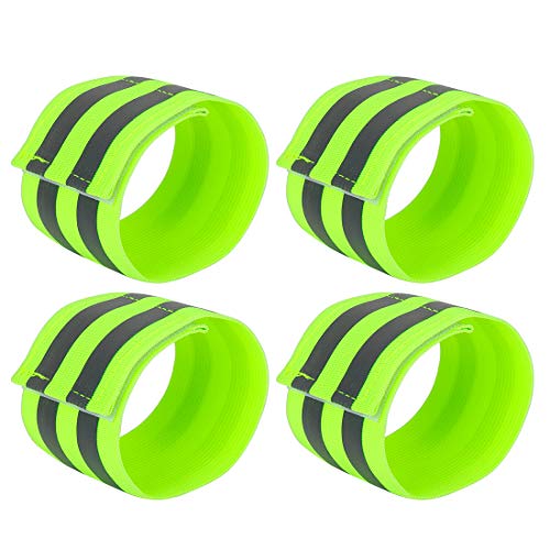 X AUTOHAUX 4 Pcs Reflective Bands for Wrist High Visibility Night Safety Cycling Riding Reflector Tape Straps Bracelet - color: Green