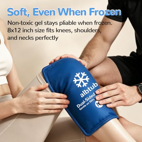 Dual-Sided Ice Pack for Injuries Reusable, 8"×12" Soft Gel Cold Compress - size: Standard M