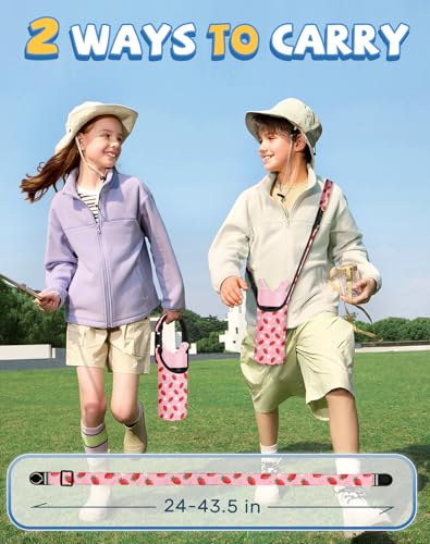 Miss Adola Kids Water Bottle Carrier, 10-16 Oz, Strawberry - color: Strawberry, size: Fits for 10-16 oz