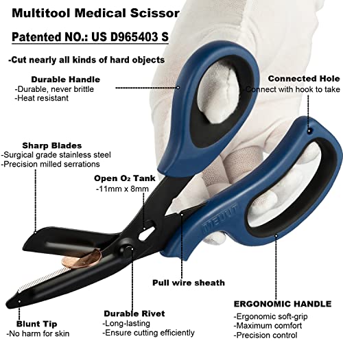 MEUUT Medical Scissors 2-Pack Trauma Shears for Nurses All Purpose Scissors - color: Navy/Black+navy/Black
